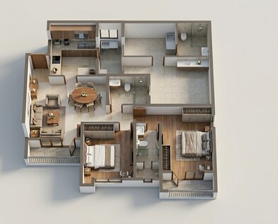Floor plan of 2 BHK 1255 Sq. Ft. Apartment in Purva Windermere, Chennai