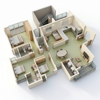Floor plan of 4 BHK 2691 Sq. Ft. Apartment in Purva Windermere, Chennai