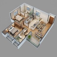 Floor plan of 2 BHK 1079 Sq. Ft. Apartment in Shriram Shankari Phase 2, Chennai