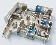 Floor plan of 3 BHK 1390 Sq. Ft. Apartment in Shriram Shankari Phase 2, Chennai