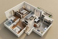 Floor plan of 2 BHK 1008 Sq. Ft. Apartment in TVS Emerald Green Acres, Chennai
