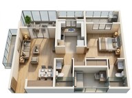 Floor plan of 1 BHK 396 Sq. Ft. Apartment in JP North Celeste, Thane