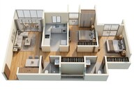 Floor plan of 2 BHK 506 Sq. Ft. Apartment in JP North Celeste, Thane