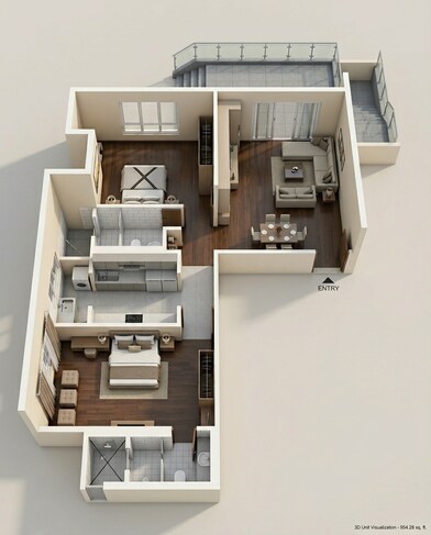 Floor plan of 2 BHK 954 Sq. Ft. Apartment in Godrej Sky, Mumbai