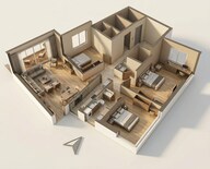 Floor plan of 3 BHK 1358 Sq. Ft. Apartment in Godrej Sky, Mumbai