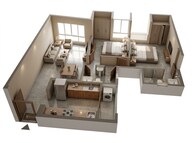 Floor plan of 2 BHK 495 Sq. Ft. Apartment in Piramal Vaikunth, Thane