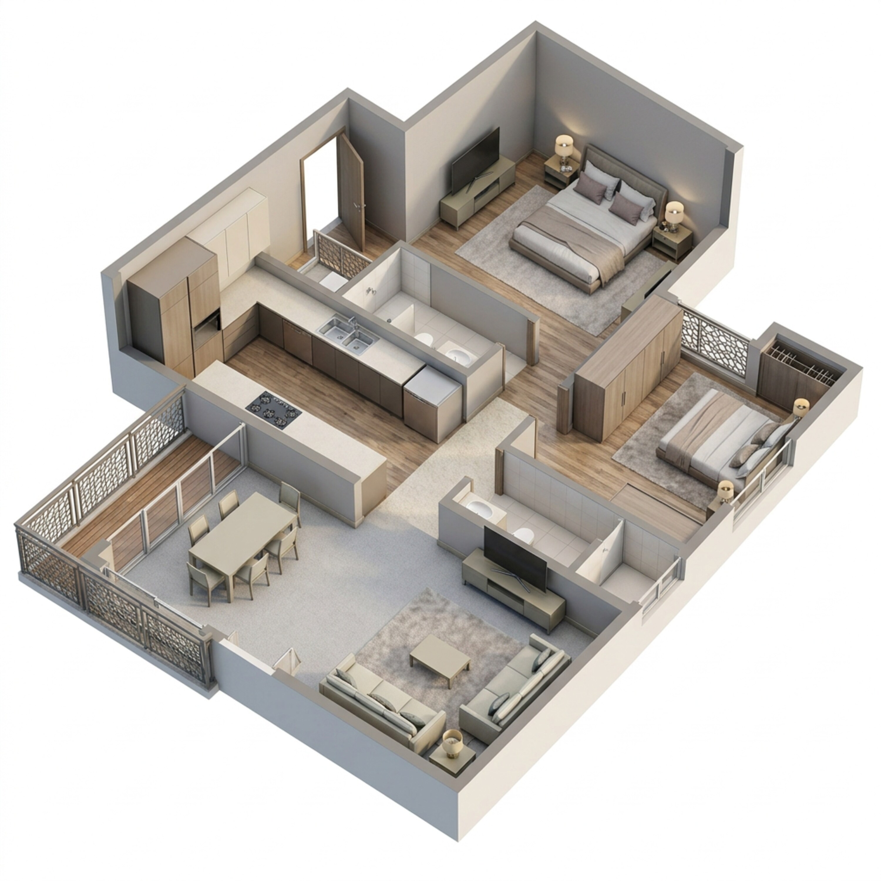 Floor plan of 2 BHK 530 Sq. Ft. Apartment in Piramal Vaikunth, Thane