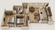 Floor plan of 2 BHK 708 Sq. Ft. Apartment in Piramal Vaikunth, Thane