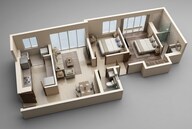 Floor plan of 2 BHK 510 Sq. Ft. Apartment in Piramal Vaikunth, Thane
