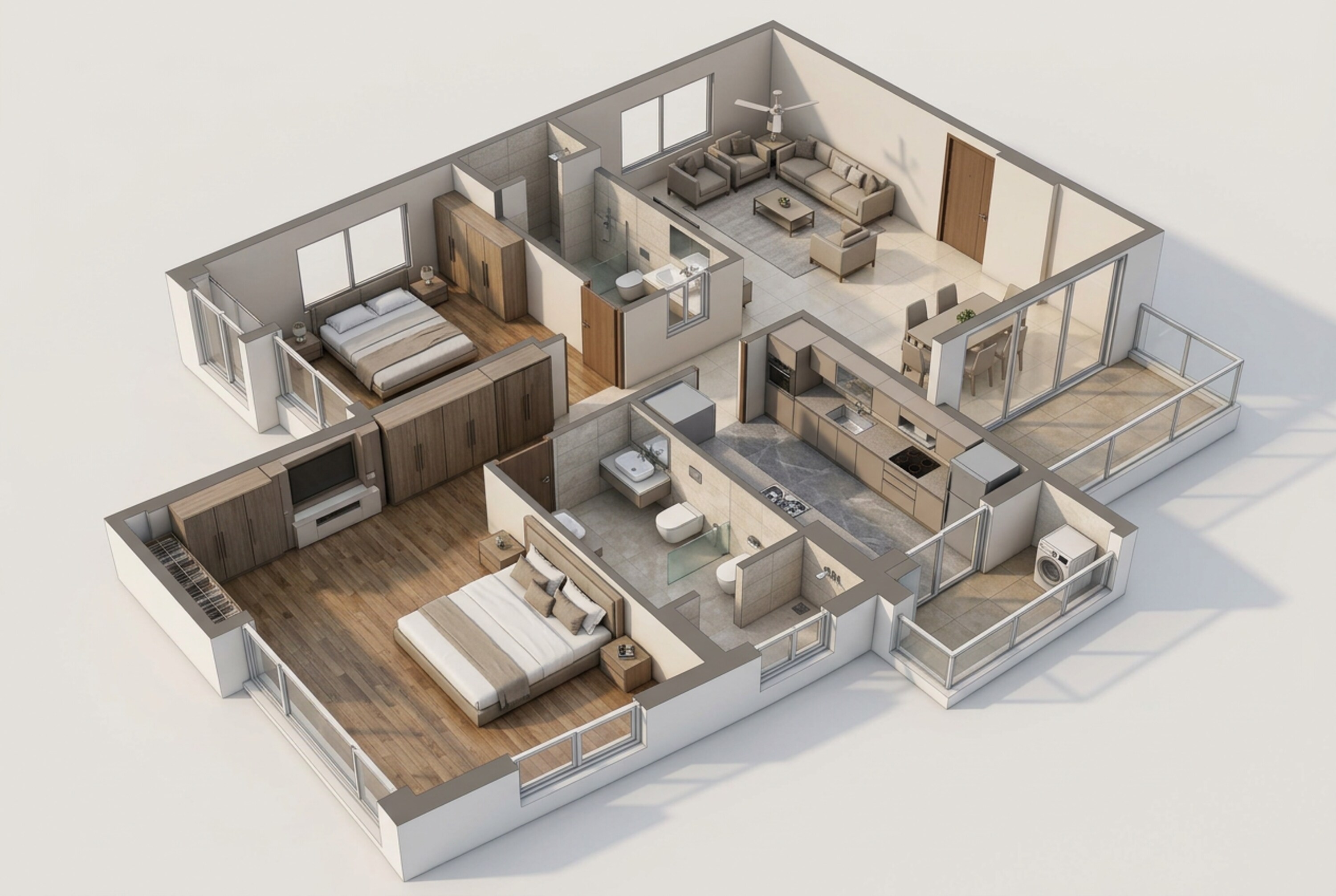 Floor plan of 2 BHK 811 Sq. Ft. Apartment in Piramal Vaikunth, Thane
