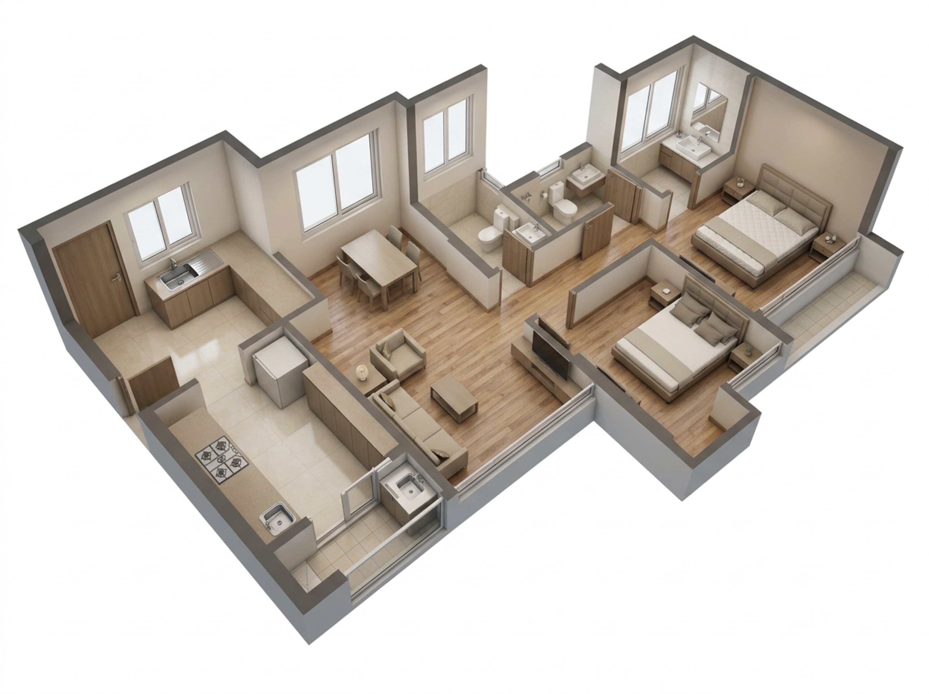 Floor plan of 2 BHK 550 Sq. Ft. Apartment in Piramal Vaikunth, Thane