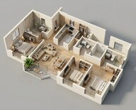 Floor plan of 3 BHK 1140 Sq. Ft. Apartment in Tata Serein, Thane
