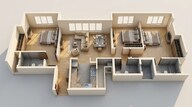 Floor plan of 3 BHK 1280 Sq. Ft. Apartment in Tata Serein, Thane