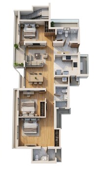Floor plan of 3 BHK 915 Sq. Ft. Apartment in Tata Serein, Thane