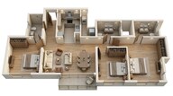 Floor plan of 3 BHK 933 Sq. Ft. Apartment in Tata Serein, Thane