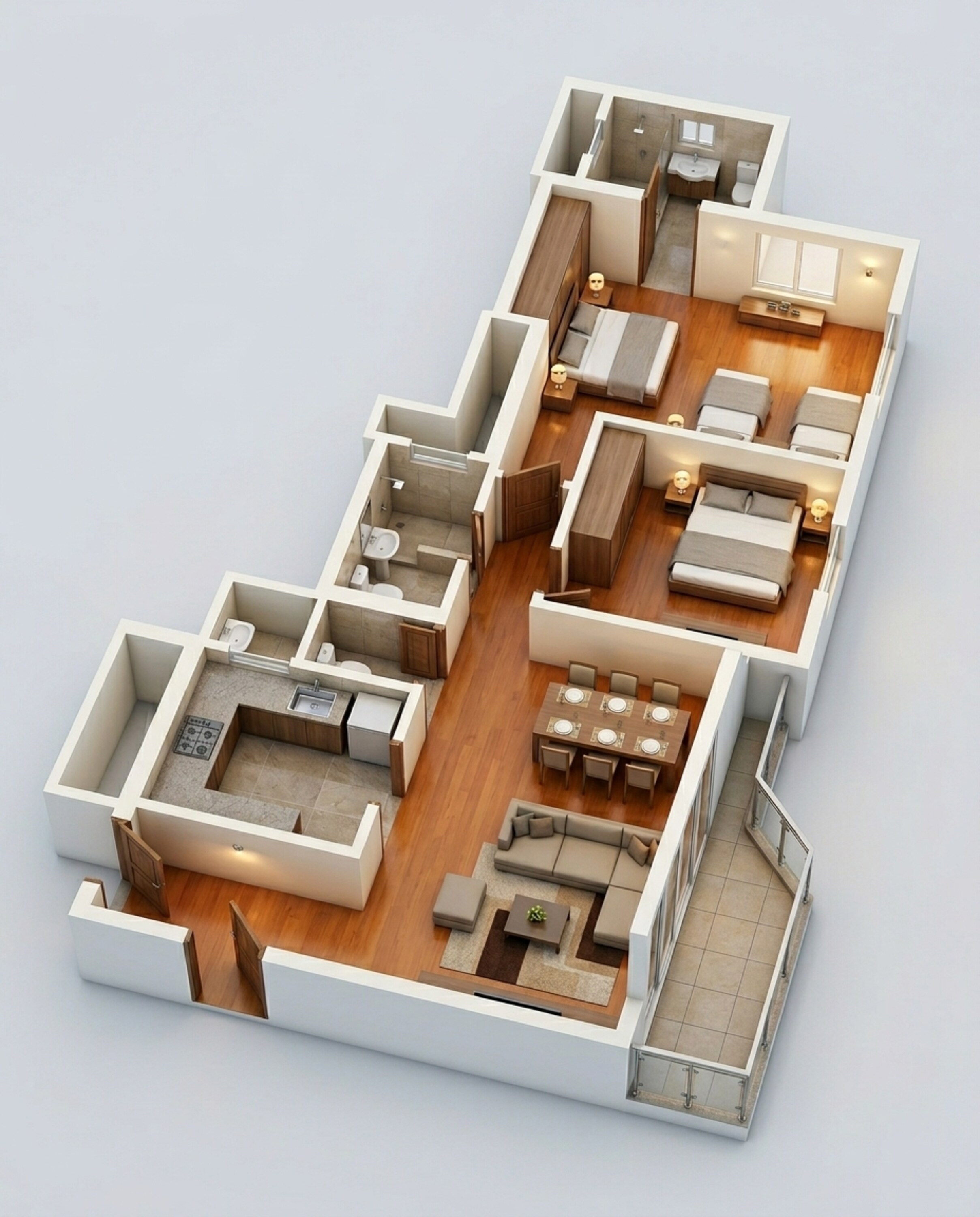 Floor plan of 2 BHK 710 Sq. Ft. Apartment in Tata Serein, Thane