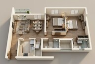 Floor plan of 2 BHK 579 Sq. Ft. Apartment in Tata Serein, Thane