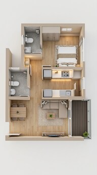 Floor plan of 1 BHK 446 Sq. Ft. Apartment in Tata Serein, Thane