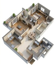 Floor plan of 2 BHK 1381 Sq. Ft. Apartment in Sobha City Gurgaon, Gurgaon
