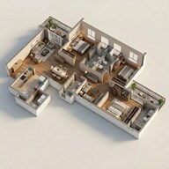 Floor plan of 3 BHK 2002 Sq. Ft. Apartment in Sobha City Gurgaon, Gurgaon