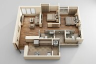 Floor plan of 2 BHK 743 Sq. Ft. Apartment in Piramal Vaikunth Phase II, Thane