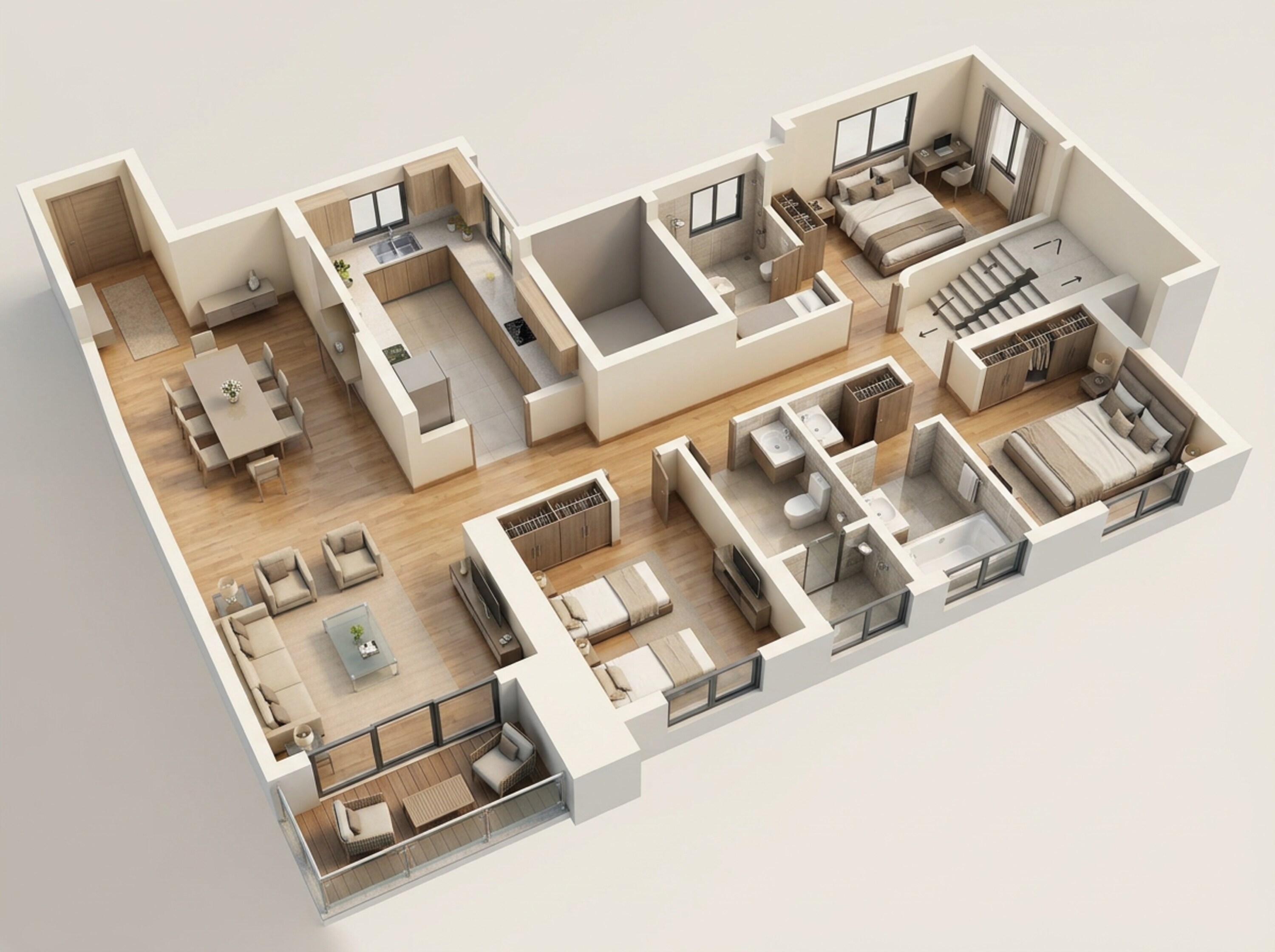 Floor plan of 3 BHK 880 Sq. Ft. Apartment in Piramal Aranya, Mumbai