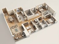 Floor plan of 3 BHK 880 Sq. Ft. Apartment in Piramal Aranya, Mumbai