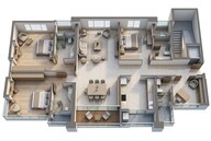 Floor plan of 3 BHK 920 Sq. Ft. Apartment in Piramal Aranya, Mumbai