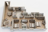 Floor plan of 3 BHK 916 Sq. Ft. Apartment in Piramal Aranya, Mumbai