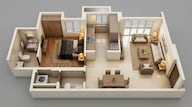 Floor plan of 1 BHK 446 Sq. Ft. Apartment in Lodha Amara, Thane