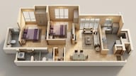 Floor plan of 2 BHK 781 Sq. Ft. Apartment in Lodha Amara, Thane