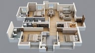 Floor plan of 2 BHK 955 Sq. Ft. Apartment in Lodha Amara, Thane