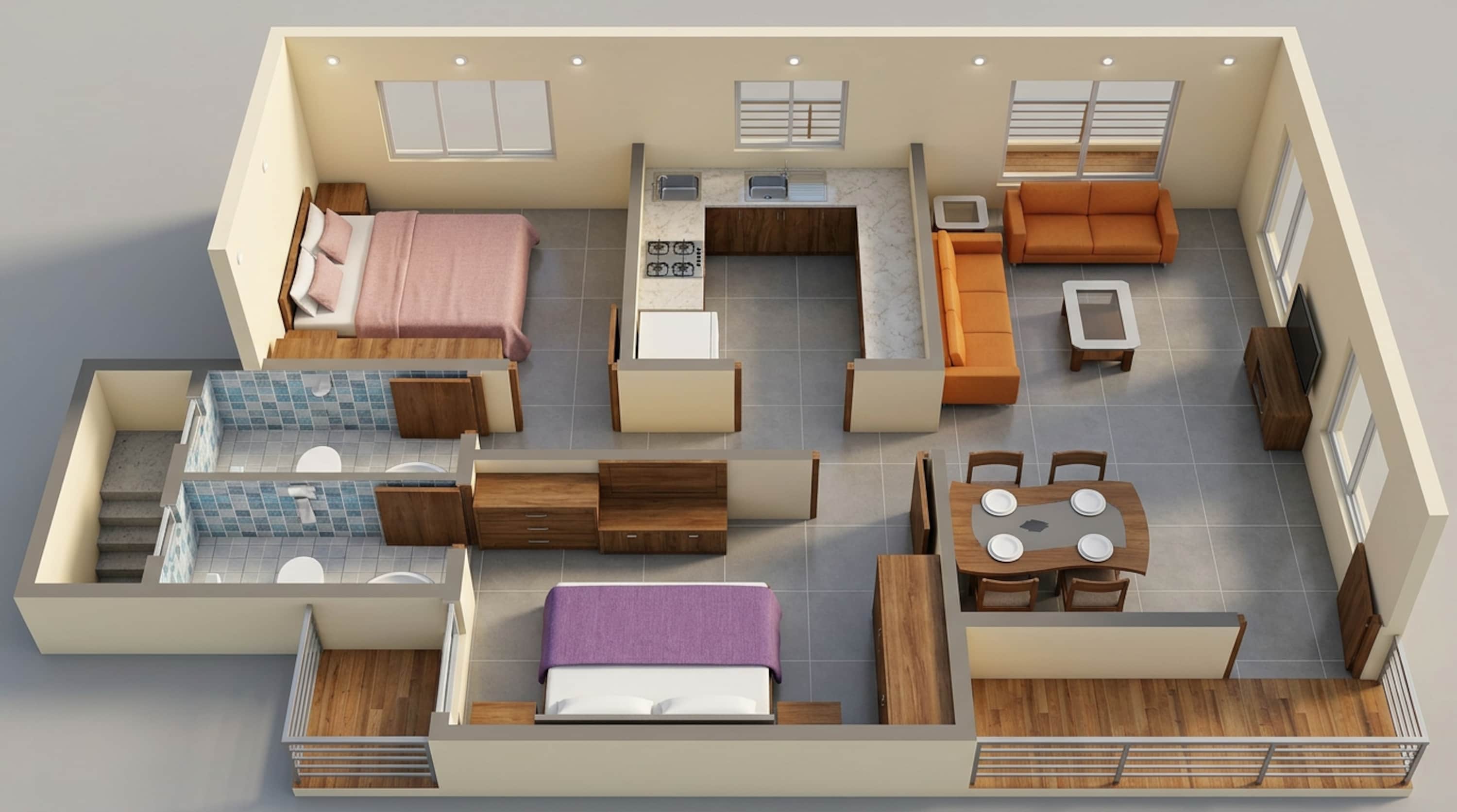 Floor plan of 2 BHK 577 Sq. Ft. Apartment in Arihant Clan Aalishan, Navi Mumbai