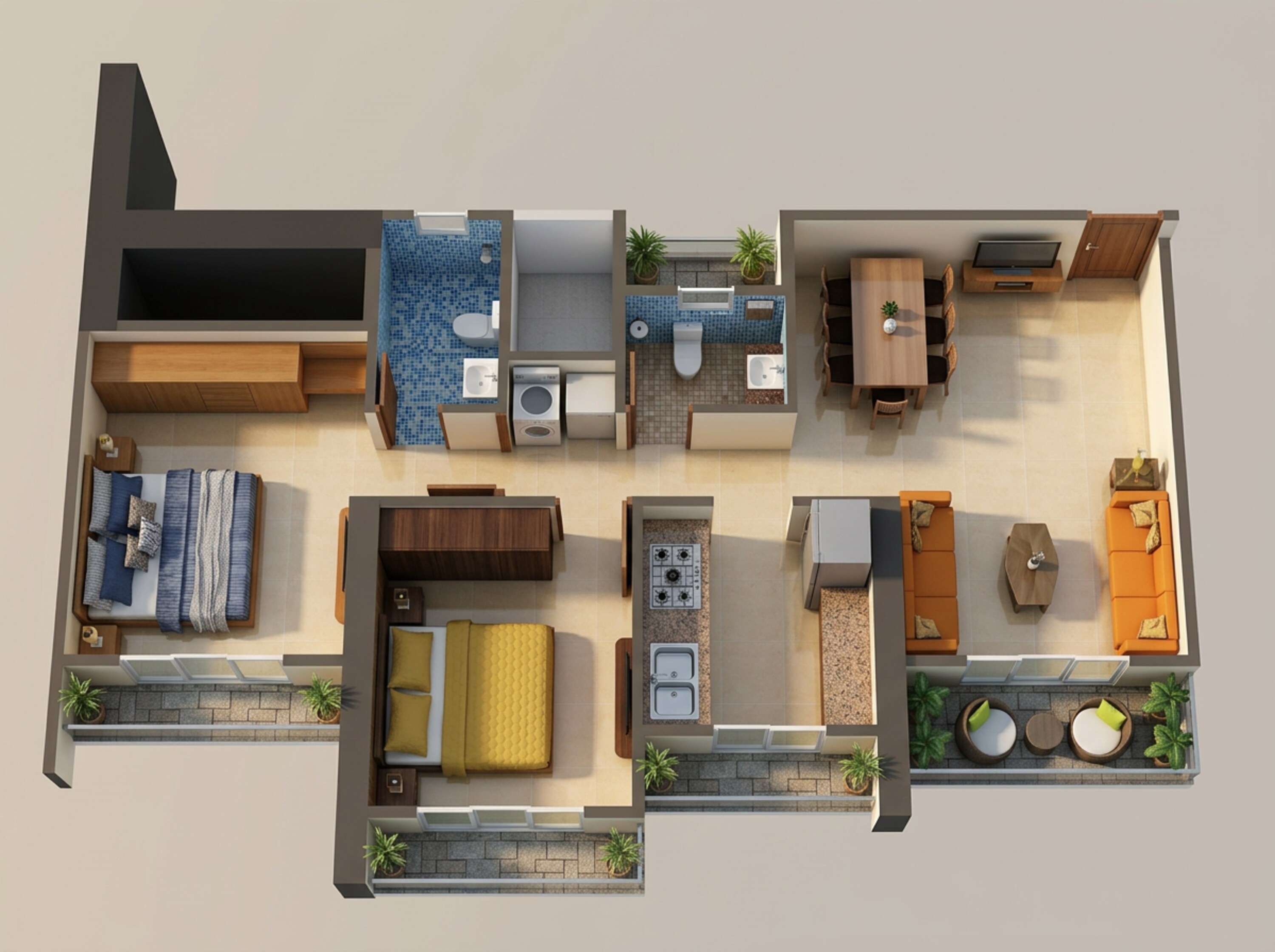 Floor plan of 2 BHK 463 Sq. Ft. Apartment in Arihant Clan Aalishan, Navi Mumbai