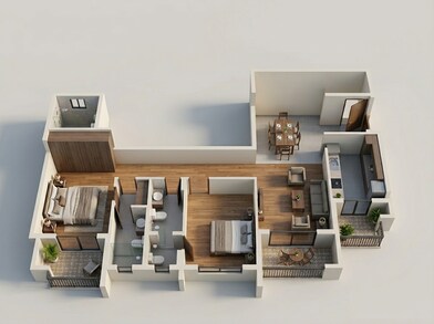 Floor plan of 2 BHK 1276 Sq. Ft. Apartment in Tata La Vida, Gurgaon