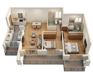 Floor plan of 2 BHK 1330 Sq. Ft. Apartment in Tata La Vida, Gurgaon