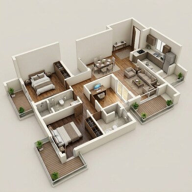 Floor plan of 2 BHK 1573 Sq. Ft. Apartment in Tata La Vida, Gurgaon