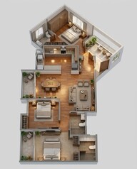 Floor plan of 2 BHK 1159 Sq. Ft. Apartment in Assetz Lifestyle 63 East, Bangalore