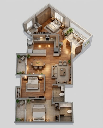 Floor plan of 2 BHK 1159 Sq. Ft. Apartment in Assetz Lifestyle 63 East, Bangalore