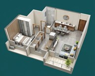 Floor plan of 1 BHK 513 Sq. Ft. Apartment in Dosti Desire, Thane
