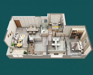 Floor plan of 1 BHK 518 Sq. Ft. Apartment in Dosti Desire, Thane