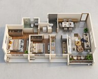 Floor plan of 2 BHK 702 Sq. Ft. Apartment in Dosti Desire, Thane