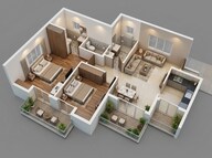 Floor plan of 2 BHK 1100 Sq. Ft. Apartment in Tata Destination 150, Noida