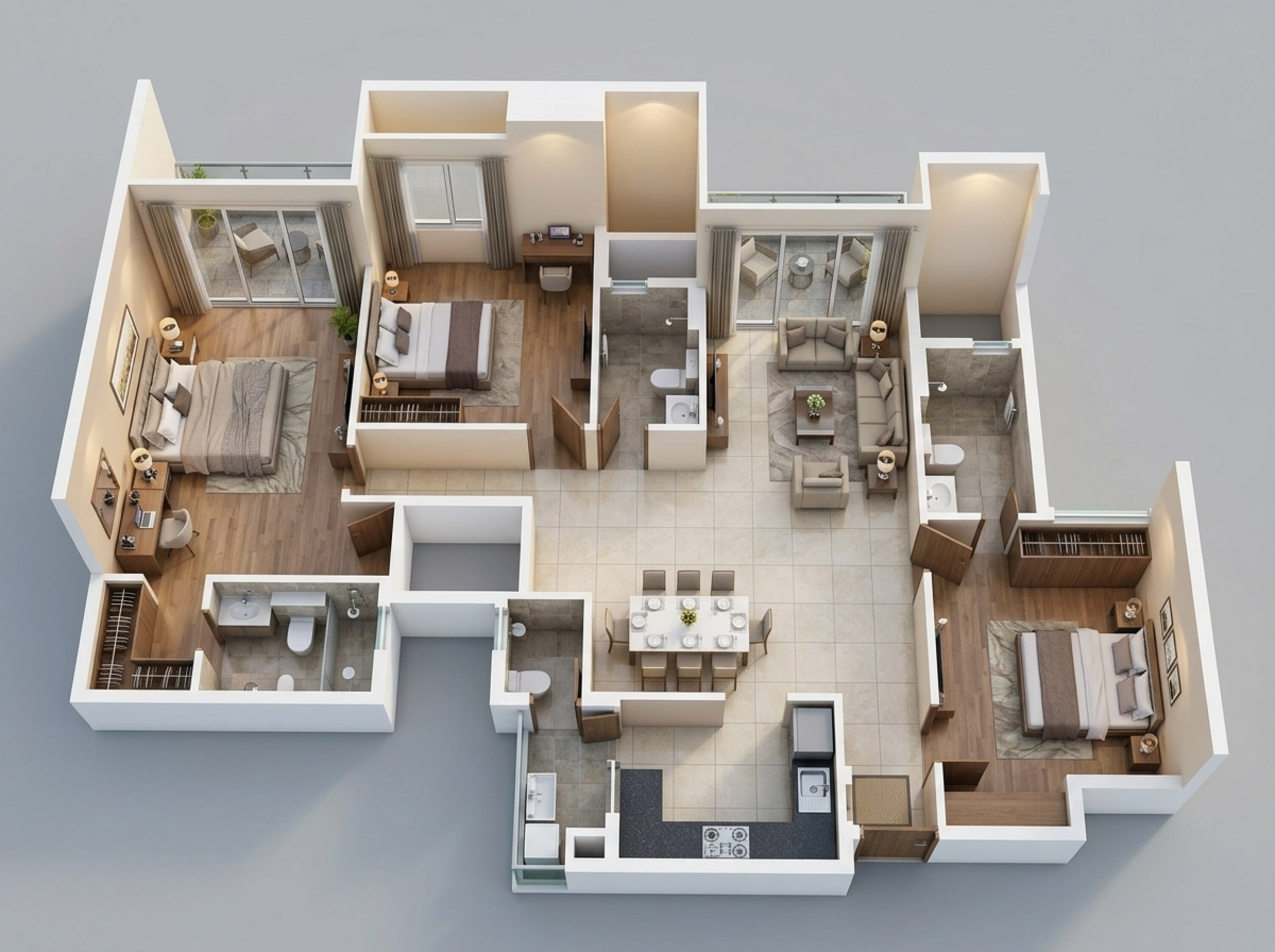 Floor plan of 3 BHK 1575 Sq. Ft. Apartment in Tata Destination 150, Noida