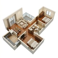Floor plan of 2 BHK 1066 Sq. Ft. Apartment in Brigade Xanadu, Chennai