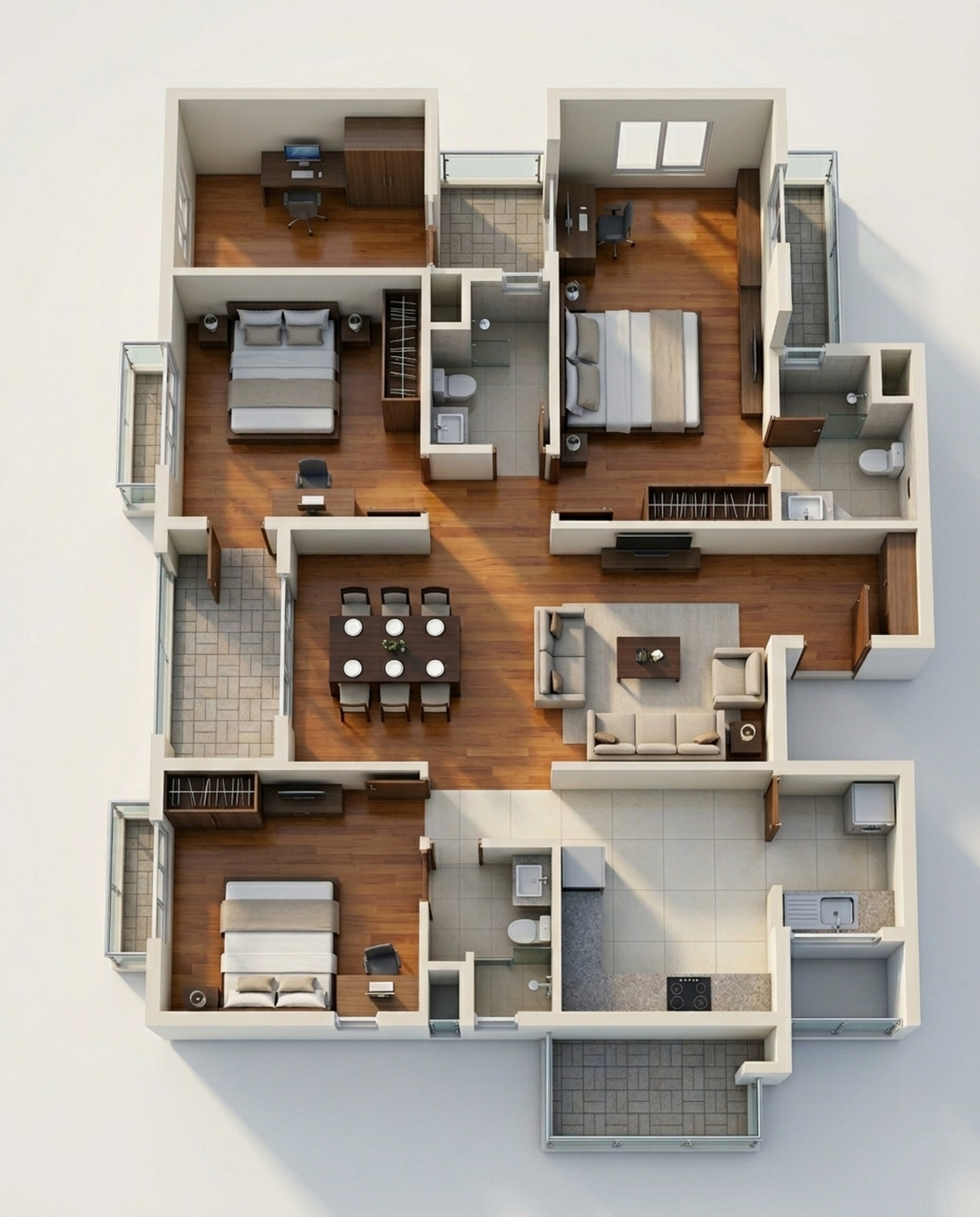 Floor plan of 3 BHK 1658 Sq. Ft. Apartment in Brigade Xanadu, Chennai