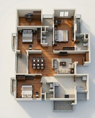 Floor plan of 3 BHK 1658 Sq. Ft. Apartment in Brigade Xanadu, Chennai