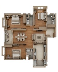 Floor plan of 3 BHK 1880 Sq. Ft. Apartment in Brigade Xanadu, Chennai