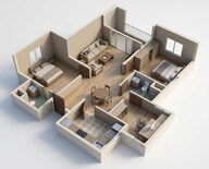 Floor plan of 2 BHK 1292 Sq. Ft. Apartment in Brigade Xanadu, Chennai