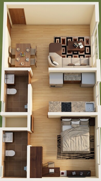 Floor plan of 1 BHK 400 Sq. Ft. Apartment in Kanakia Spaces Zen World, Mumbai